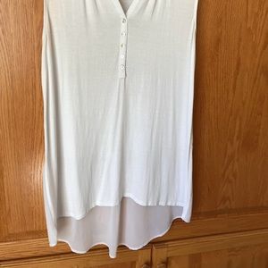 Mixed Media High Low Knit Blouse